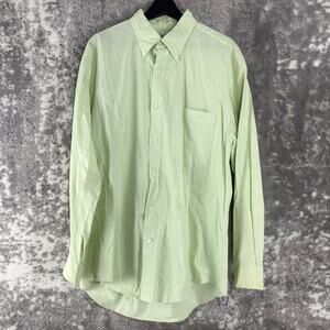 Madeleine Finn Mens Size L Casual Button Collar Shirt Green Long Sleeve Pocket